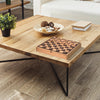 Wood Chess & Checkers Board Game Set with Drawer Tabletop Decor